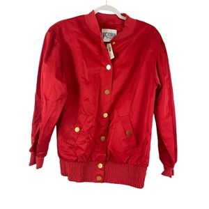 XS NWT Red Victoria Secret Sport Red Bomber Jacket Gold Hardware Lightweight